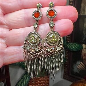 Boho Rhinestone Tassel Dangle Earrings